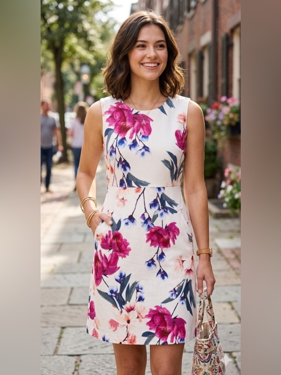 Lands' End Dresses & Skirts - Lands' End Floral Sheath Dress with Pockets | Size 2P